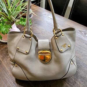Prada Authentic Leather Vitello Daino Tote Handbag